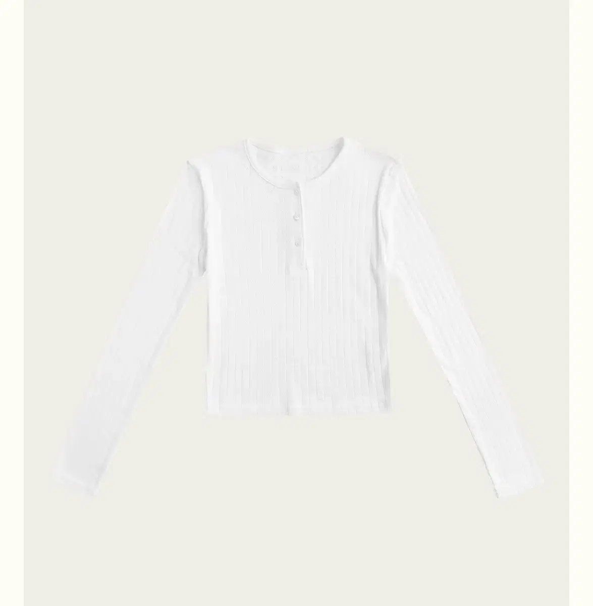 리본빛 Eyelet Button T-shirt - Ivory